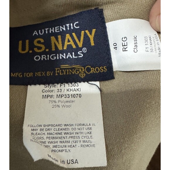 VTG US NAVY Originals Wool Polyester FLYING CROSS 40 (36x28.5) Uniform Pants USA - Picture 3 of 4
